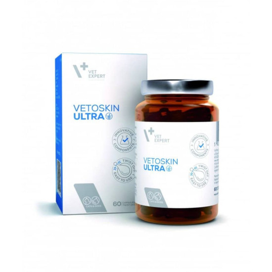 VetExpert VetoSkin Ultra (Вєтоскін Ультра) - добавка для здоров'я шкіри та шерсті котів та собак