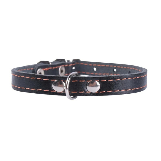 Collar - ошейник для собак кожаный, одинарный чёрный