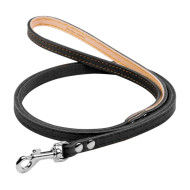 Collar - поводок для собак кожаный одинарный непрошитый, чёрный