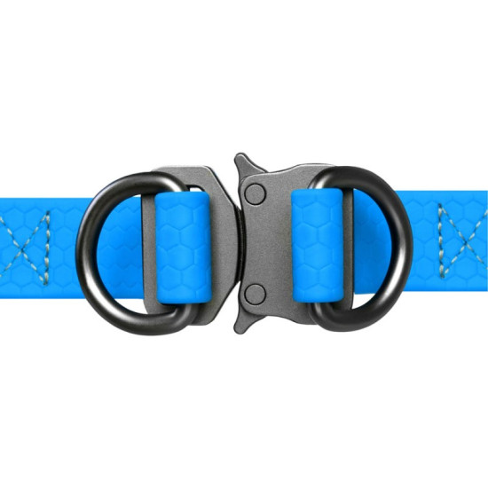 Collar Waudog Waterproof - шлея для собак водостойкая, с QR-паспортом, металлическая пряжка-фастекс, голубая