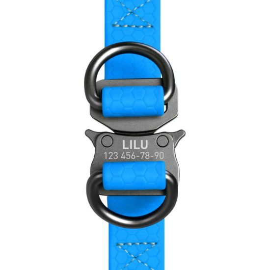 Collar Waudog Waterproof - шлея для собак водостойкая, с QR-паспортом, металлическая пряжка-фастекс, голубая