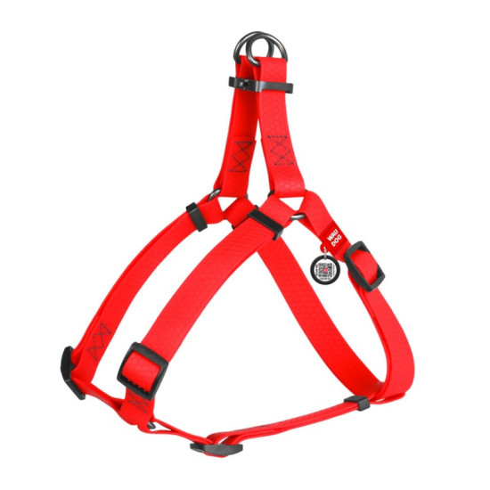 Collar Waudog Waterproof - шлея для собак водостійка, з QR-паспортом, металева пряжка-фастекс, червона