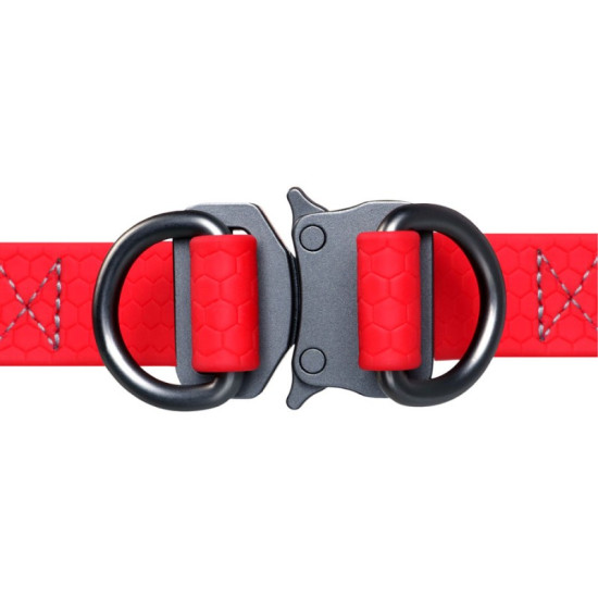 Collar Waudog Waterproof - шлея для собак водостійка, з QR-паспортом, металева пряжка-фастекс, червона