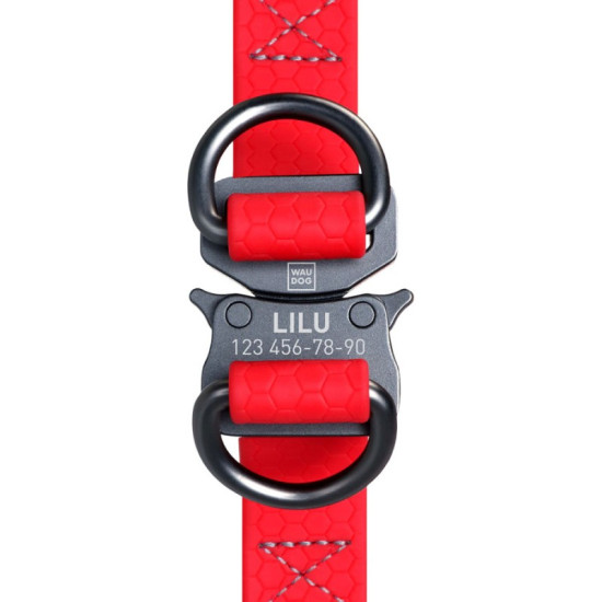 Collar Waudog Waterproof - шлея для собак водостійка, з QR-паспортом, металева пряжка-фастекс, червона