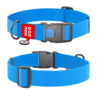 Collar Waudog Waterproof - нашийник для собак водостійкий з QR паспортом, пластиковий фастекс, блакитний
