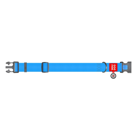 Collar Waudog Waterproof - ошейник для собак водостойкий с QR паспортом, пластиковый фастекс, голубой