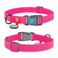 Collar Waudog Waterproof - нашийник для собак водостійкий з QR паспортом, пластиковий фастекс, рожевий