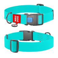 Collar Waudog Waterproof - нашийник для собак водостійкий з QR паспортом, світиться у темряві, пластиковий фастекс, бірюзовий