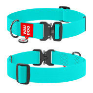 Collar Waudog Waterproof - нашийник для собак водостійкий з QR паспортом, світиться у темряві, металічна пряжка-фастекс, бірюзовий