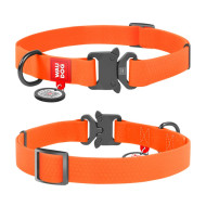 Collar Waudog Waterproof - нашийник для собак водостійкий з QR паспортом, металічна пряжка-фастекс, помаранчевий