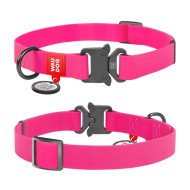 Collar Waudog Waterproof - нашийник для собак водостійкий з QR паспортом, металічна пряжка-фастекс, рожевий