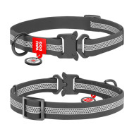 Collar Waudog Waterproof - нашийник для собак водостійкий з QR паспортом, металічна пряжка-фастекс, світловідбиваючий, чорний
