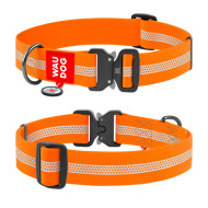 Collar Waudog Waterproof - ошейник для собак водостойкий с QR паспортом, металлическая пряжка-фастекс, светоотражающий, оранжевый