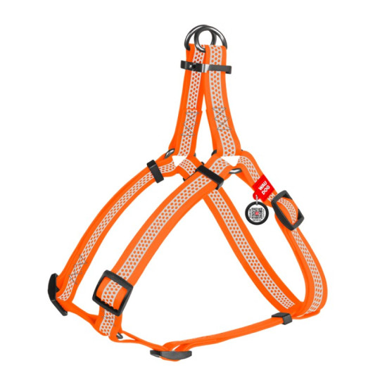 Collar Waudog Waterproof - шлея для собак водостійка, з QR-паспортом, світловідбиваюча, металева пряжка-фастекс, помаранчева
