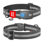 Collar Waudog Waterproof - нашийник для собак водостійкий з QR паспортом, пластиковий фастекс, світловідбиваючий, чорний