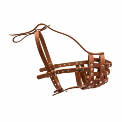 Collar - намордник для собак кожаный твёрдый, для мастино, бульмастифов, ротвейлеров, обхват морды 38 см, длина 11 см