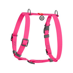Collar Waudog Waterproof - шлея для собак анатомическая Н-подобная водостойкая, с QR-паспортом, пластиковая пряжка-фастекс, розовая