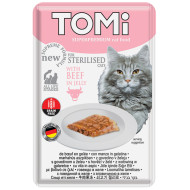 Tomi - консервований корм для котів, з яловичиною, шматочки у желе