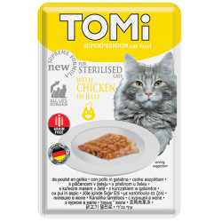 Tomi - консервований корм для котів, з куркою, шматочки у желе