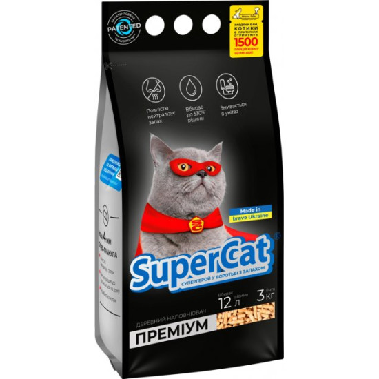Super Cat Premium (Супер Кет) - древесный наполнитель повышенного качества, без запаха