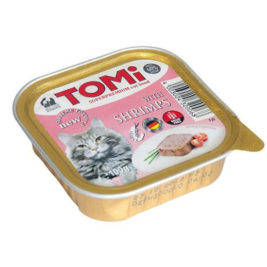 Tomi Shrimps - консервований корм для котів, з креветками, паштет