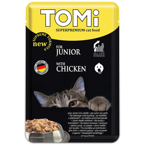 Tomi - консервированный корм для котят, с курицей, кусочки в соусе