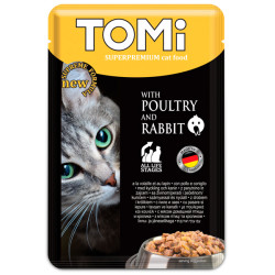 Tomi - консервований корм для котів, з куркою та кроликом, шматочки в соусі