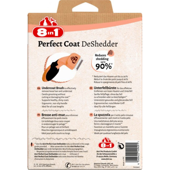 8in1 Perfect Coat DeShedder - дешеддер для вычёсывания котов, 4,5 см