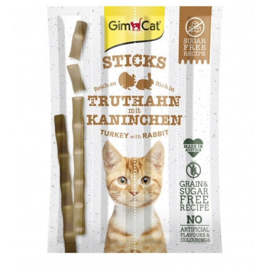 GimCat Sticks - ласощі для котів, з індичкою та кроликом