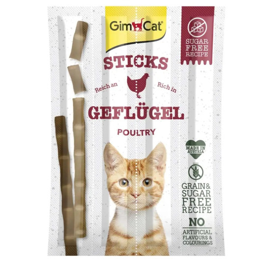 GimCat Sticks - лакомство для кошек, с курицей и печенью