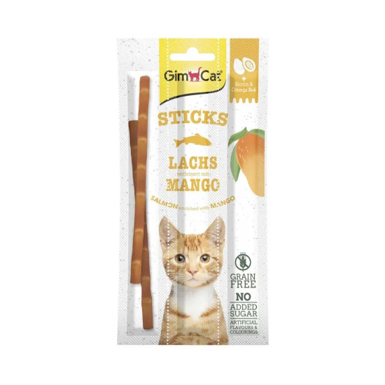 GimCat Superfood Duo-Sticks - лакомство для кошек, с лососем и манго