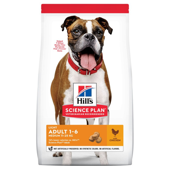 Hills Canine Adult Light Chicken Medium - дорослі собаки середніх порід, схильні до зайвої ваги, з куркою
