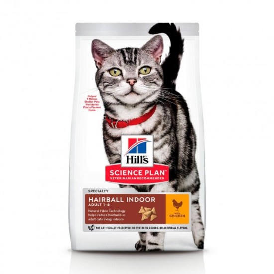 Hills Feline Adult Hairball Indoor - для виведення вовни у дорослих домашніх кішок, з куркою