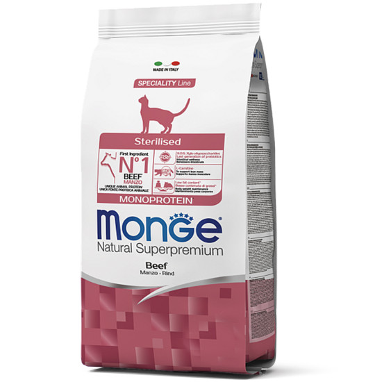 Monge Cat Natural Superpremium Monoprotein Sterilised Beef (Монж Натурал) - дорослі стерилізовані коти, з яловичиною
