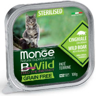 Monge Cat Wet Bwild Grain Free Sterilised Wild Boar (Монж БиВайлд) - консервированный корм для стерилизованных кошек, с диким кабаном, паштет