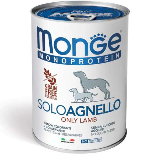 Monge Monoprotein Dog Solo Only Lamb (Монж Монопротеін Соло) - консервований корм для собак, з ягням, паштет