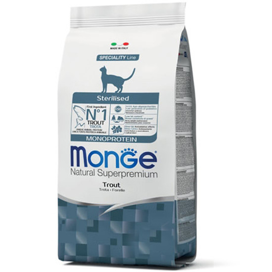 Monge Cat Natural Superpremium Monoprotein Sterilised Trout (Монж Натурал) - дорослі стерилізовані коти, з фореллю