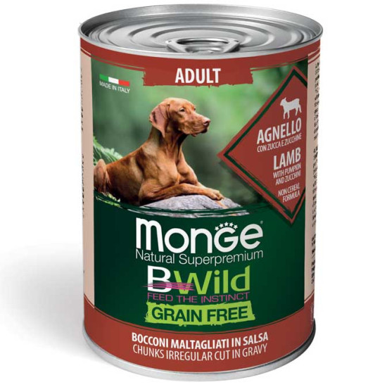 Monge BWild Grain Free Wet Lamb Adult (Монж БиВайлд) - консервированный корм для собак, с ягнёнком