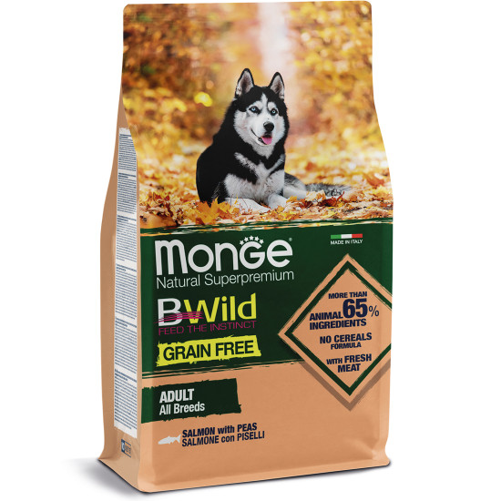 Monge BWild Grain Free Salmon Adult (Монж БіВайлд) - дорослі собаки середніх та великих порід, з лососем
