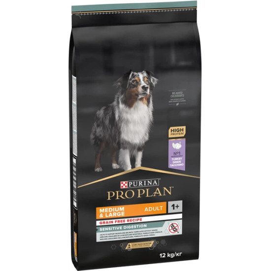 Pro Plan Adult Medium Grain Free Sensitive Digestion - дорослі собаки середніх порід, з чутливим травленням, з індичкою