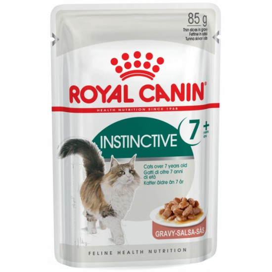 Royal Canin Instinctive +7 (Роял Канин Инстинктив) - консервированный корм для пожилых кошек, кусочки в соусе