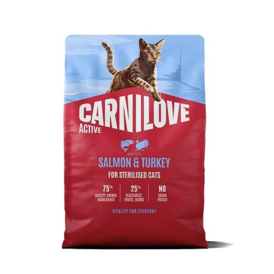 Carnilove Cat Active Salmon & Turkey Sterilised (Карнілав) - дорослі стерилізовані кішки, з лососем та індичкою