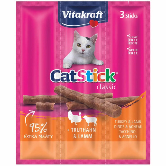 Vitakraft Cat Stick + Truthahn & Lamm (Вітакрафт) - ласощі для котів, мясні палички, з індичкою та бараниною