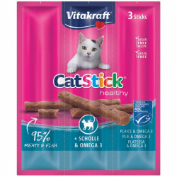 Vitakraft Cat Stick + Scholle & Omega 3 (Вітакрафт) - ласощі для котів, м'ясні палички, з камбалою
