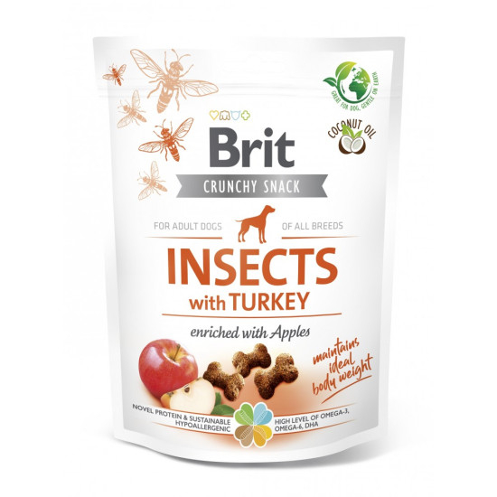 Brit Care Dog Crunchy Cracker Insects - ласощі для малоактивних собак, з протеїном комах та індичкою