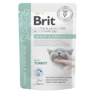 Brit Veterinary Diet Urinary and Stress Relief (Брит Уринари) - консервированная диета для кошек при мочекаменной болезни, с индейкой