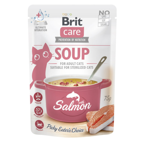 Brit Care Soup - консервований корм для котів, з лососем, суп