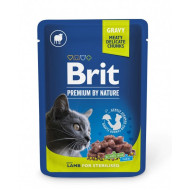 Brit Premium (Брит Премиум) - консервированный корм для стерилизованных кошек, с ягнёнком, кусочки в соусе