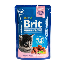 Brit Premium - консервований корм для кошенят, з білою рибою, шматочки в соусі