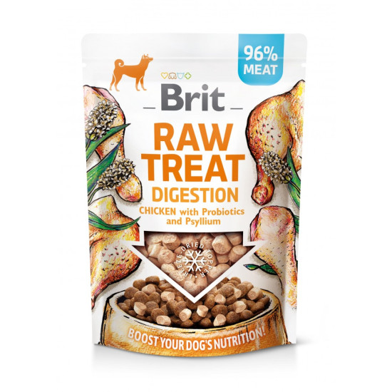 Brit Raw Treat freeze-dried Digestion - лакомство для собак, для пищеварения, с курицей, пробиотиками и псиллиумом